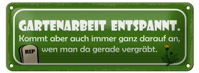 Produktbild von Blechschild Spruch 27x10cm Gartenarbeit entspannt Dekoration