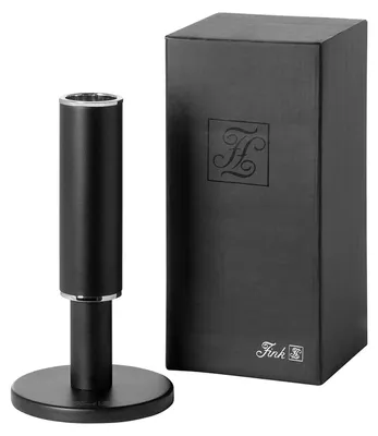 Produktbild von FINK Leuchter RITMO - Kerzenhalter für Stabkerzen aus Aluminium, Edelstahl und Eisen, schwarz, silberfarben, H 19 cm
