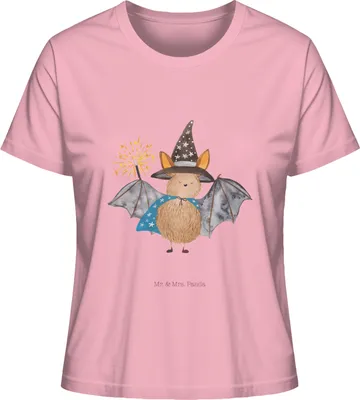 Produktbild von Mr. & Mrs. Panda Damen T-Shirt Fledermaus Zauberer Größe L - Baumwolle Pink - Geschenk, Oberteil, Shirt, Fledermäuse, Basic, Reinsteigern, Magier, Lustige Sprüche, Frauen
