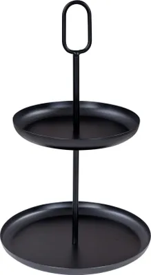 Produktbild von Etagere 2 Ebenen H34cm Metall Schwarz 2stöckige Metalletagere Servierplatte Kuchenplatte Obstschale Deko Tischdeko Küchendeko