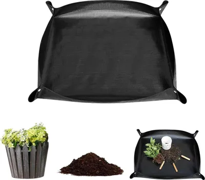 Produktbild von Pflanzmatte 100x100 cm,Wasserdichte Pflanzenmatte Gartenmatte,Pflanzunterlage Faltbar,Pflanzen Umtopfmatte Groß,Umpflanzmatte für Umtopf