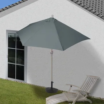Produktbild von Sonnenschirm halbrund Lorca, Halbschirm Balkonschirm, UV 50+ Polyester/Alu 3kg  300cm anthrazit mit Ständer
