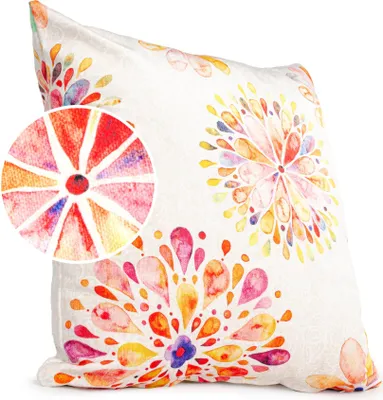 Produktbild von Dekokissen 50x50cm mit Motiv Glücklichsein creme-rosa mit Füllung Kissehülle mit Reißverschluss Velours