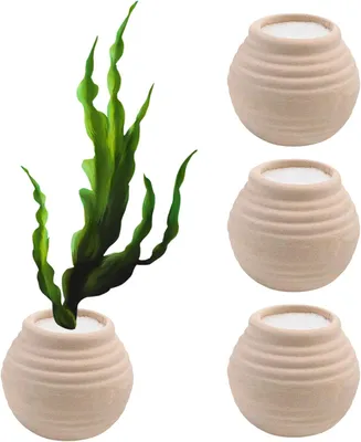 Produktbild von Mini-Keramiktöpfe mit Aufsatz für Wasserpflanzen und Schwammdekoration, 4 x 4,5 cm, weiß