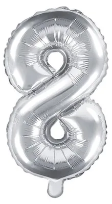 Produktbild von Folienballon Zahl "8" 35cm silber Metall 1 Stk.