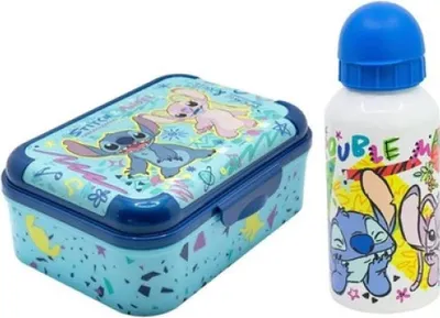 Produktbild von Disney Lilo und Stitch Angel 2 tlg. Lunch Set Brotdose Alu Trinkflasche 400 ml