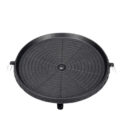Produktbild von Grillpfanne , Outdoor Grillplatte rund, Antihaft mit Ölablauf & Griff, Ø 35,5 cm – für Camping & Balkon geeignet