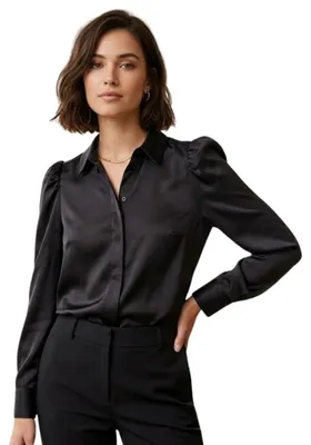 Produktbild von Damen Vila Vidaye New satin klassisches schwarzes Hemd XS