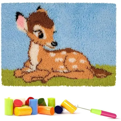 Produktbild von Knüpfhaken-Set Teppich-Stickerei DIY Basteln 50 x 38 cm Babyhirsch A509