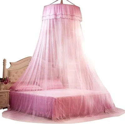 Produktbild von Famanu Rundes Moskitonetz mit Spitze für das Bett - Atmungsaktiv und im Prinzessinnenstil