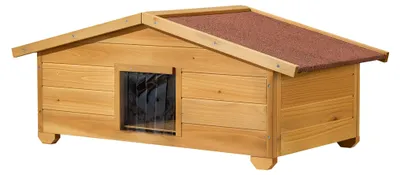 Produktbild von Wiltec Großes Katzenhaus 99 x 52 x 42 cm aus Holz, Katzenhütte für Garten oder Terasse, Wurfkiste isoliert wetterfest, Katzenhöhle