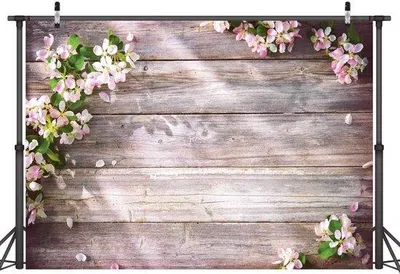 Productafbeelding van Famanu fotobackgrond: bloemen en hout – 210 x 150 cm