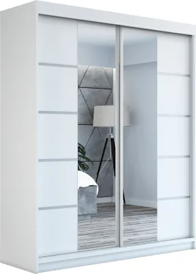 Produktbild von Schwebetürenschrank Kleiderschrank ERO  180 cm Schrank Garderobe Spiegel.Verschiedene Farben (Weiß, Schwarz, Somona). Möbel vom Hersteller!