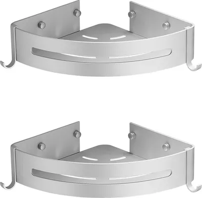 Produktbild von 2-Schicht Silber Badezimmer Eckregal Korb Dreieck Rack Organizer Duschablage Seife Korb Bad Dreieck Rack aus Raum Aluminium