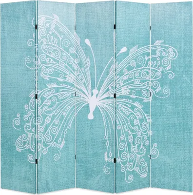 Produktbild von The Living Store Raumteiler klappbar 200 x 170 cm Schmetterling Blau