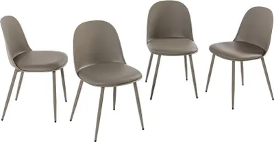 Produktbild von 4er Stuhl Set mit Kissen und Metall Beinen - Braun