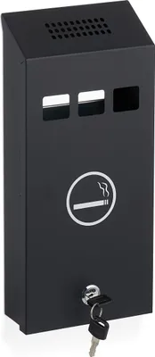 Produktbild von Relaxdays Wandaschenbecher für draußen, verschließbar, Metall, Aschenbecher Wandmontage, HBT: 32,5 x 15 x 6 cm, schwarz
