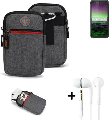 Produktbild von K-S-Trade Gürteltaasche + Kopfhörer kompatibel mit Blackview BV5500 Pro Handy Tasche Holster Schutz Hülle Handy Hülle grau Zusatzfächer 1x