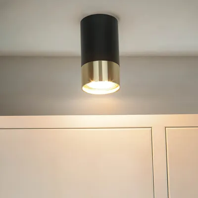 Immagine prodotto di Faretto da soffitto in alluminio D: 5,5 cm rotondo montato in superficie in oro nero GU10 lampada spot da soffitto