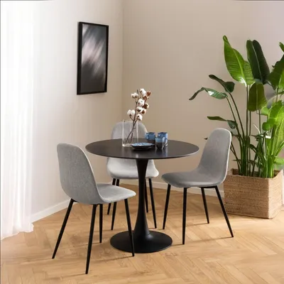 Productafbeelding van Eetkamerstoel Duvra Lichtgrijs/Zwart Nesia - Giga Living- Set van 4