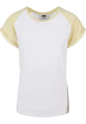 Produktbild von Urban Classics Ladies - RAGLAN Contrast Top weiß gelb - XS