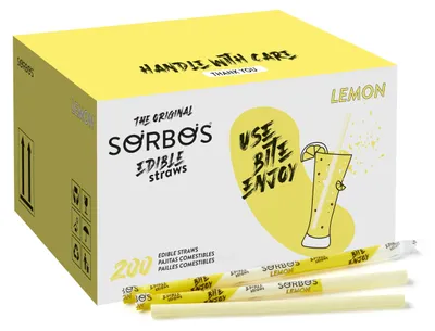 Essbare Trinkhalme Zitrone, 200 Stück, 19 cm, biologisch abbaubar