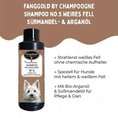Produktbild von FangGold by CHAMPOOGNE Shampoo No.5 Weißes Fell Süßmandel- & Arganöl
