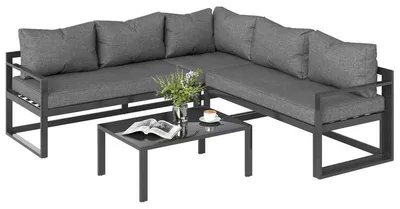 Produktbild von Gartentisch mit Stühlen, wetterfestes Kunststoff und Metall, für Balkon und Terrasse