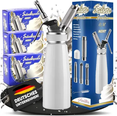 Produktbild von NEMT Sahnespender 0,5 L Sahnesiphon weiß + 30 Sahnekapseln 500 ML
