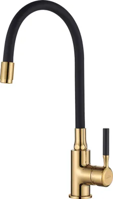 Produktbild von BADLAND Küchenarmatur Wasserhahn GLAMOUR Küchenmischer mit flexiblen Auslauf für Küche in Schwarz-Gold