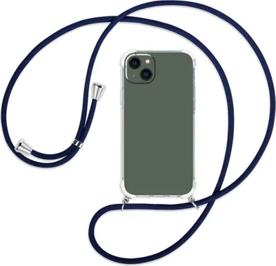 Produktbild von Handykette Backcover-Schutzhülle mit Band (Metall silberfarben) für Apple iPhone 14 Plus (6.7'') - dunkelblau