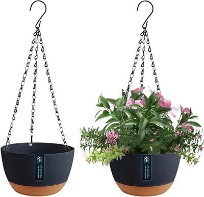 Image de Lot de 2 pots de fleurs suspendus pour l'intérieur et l'extérieur