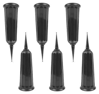 Produktbild von 6 Grabvasen – Schwarze Grabvasen – Kunststoff – Wetterbeständig – Frostbeständig – Tulpenform, 25x7,5 cm