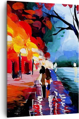 Produktbild von Bild auf Leinwand - Leinwandbild - Einteilig - Grafik Abbildung See Abend - 70x100cm - Wand Bild - Wanddeko - Wandbilder - Leinwanddruck - Wanddekoration - Leinwand bilder - Wandbild - PA70x100-3110