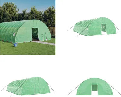Image de vidaXL Serre avec cadre en acier Vert 60 m² 10x6x2,85 m - Serre - Serres - Polytunnel - Serre accessible