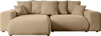 Produktbild von Ecksofa mit Schlaffunktion und Bettkasten ESKAR-L -266x176x72 cm Beige- Corner Sofa Bett Eckcouch Couch L-Form Schlafcouch Ausziehbar Wohnlandschaft Schlafsofa Cauchsofa