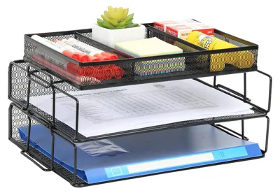 Obrázok produktu pre A4, kovový, stohovateľný organizér na písací stôl, držiak na dokumenty a časopisy