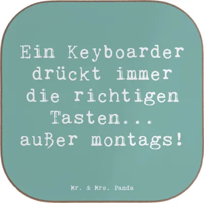 Produktbild von Mr. & Mrs. Panda Untersetzer für Gläser Spruch Keyboarder Fehler - Meeresbrise - Geschenk, Humor, Tischuntersetzer, gläseruntersetzer, Coaster, Tassenuntersetzer, Musiker