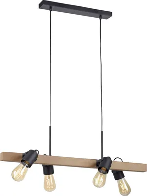 Produktbild von JUST LIGHT LED Pendelleuchte CANOP Retro Design aus Holz Holz Wohnzimmer, Esszimmer, Schlafzimmer, Küche, Büro