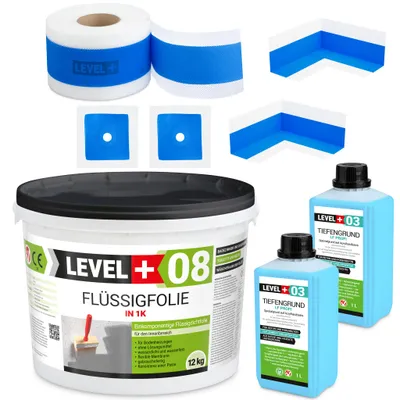 Produktbild von Bandset Dichtset Flüssigfolie 12kg Badabdichtung Dichtband Dusche Bad SET324