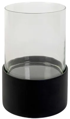 Produktbild von VIVANNO Windlicht Fiberglas CANDIRA Rund, Schwarz matt - 20x28 cm