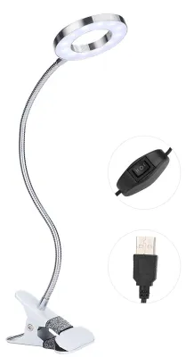 Produktbild von USB-LED-Schreibtischlampe mit Klemme, flexibler Schwanenhals, Clip-on-Buchleuchte zum Lesen, Nagel, Schönheitssalon, Wimpernverlängerung, Warmweiß