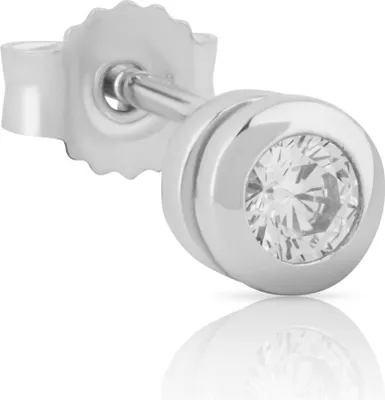 Produktbild von Einzel Ohrstecker 925 Sterling Silber rhodiniert 10*0,6mm Zirkonia Ohrringe 4893