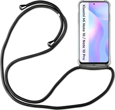 Produktbild von Xiaomi Hülle mit Band Schutzhülle Handykette Silikon Handy Tasche mit Schnur Neu Xiaomi Mi Note 10 / Note 10 Pro Schwarz