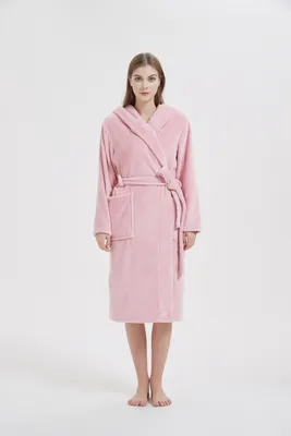 Produktbild von Rosa Mikrofaser-Morgenmantel Mit Kapuze 2Xl/3Xl Carlo