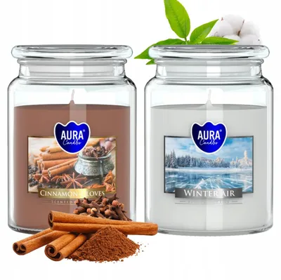 Obrázek produktu pro Vonné svíčky Aura XXL, 2 ks ve sklenici, 100h hoření, vánoční