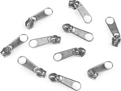 10 Reißverschluss Zipper für Endlosreißverschluss, 5mm, platin