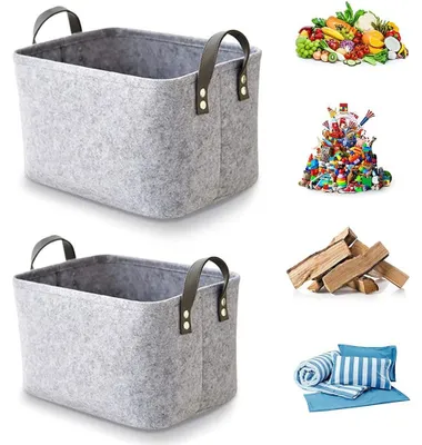 Productafbeelding van Solidchoice - 2 Stuks Vilt Opbergmanden - Grote Mand voor Kleding en Speelgoed