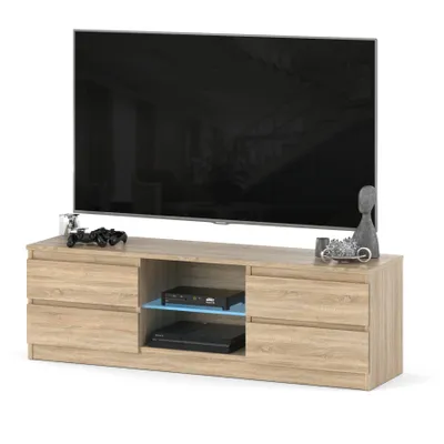 Zdjęcie produktu dla Szafka RTV 138 cm AGA sonoma matowa pod telewizor 4 szuflady do salonu