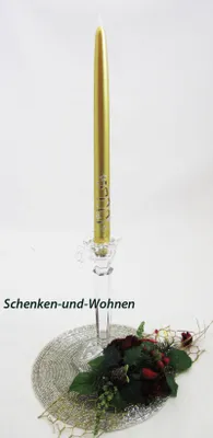 Produktbild von Leuchterkerze "Weihnachtswind" gold ca. 30 cm
